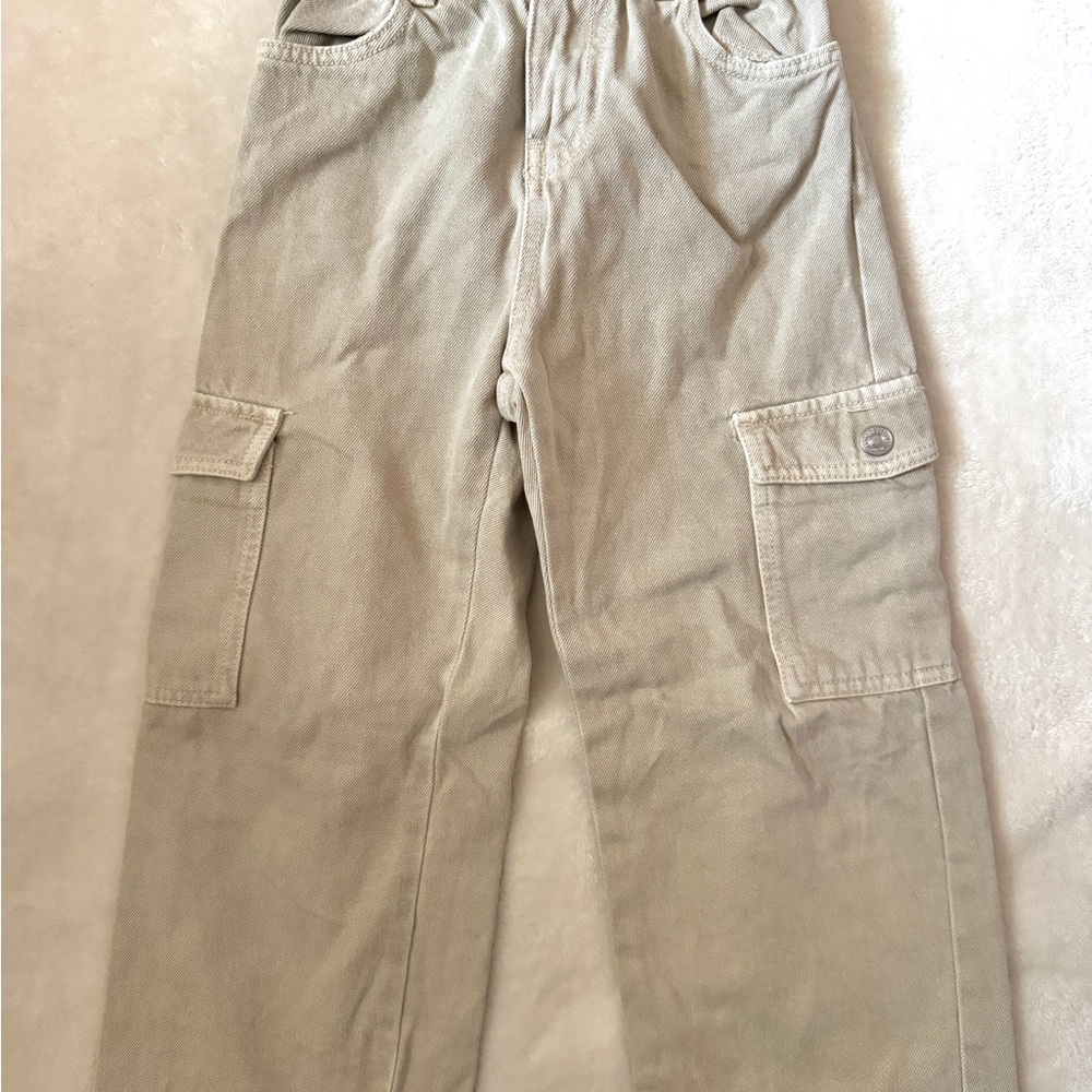Zara Girls Elastic Trim Beige Cargo Pants